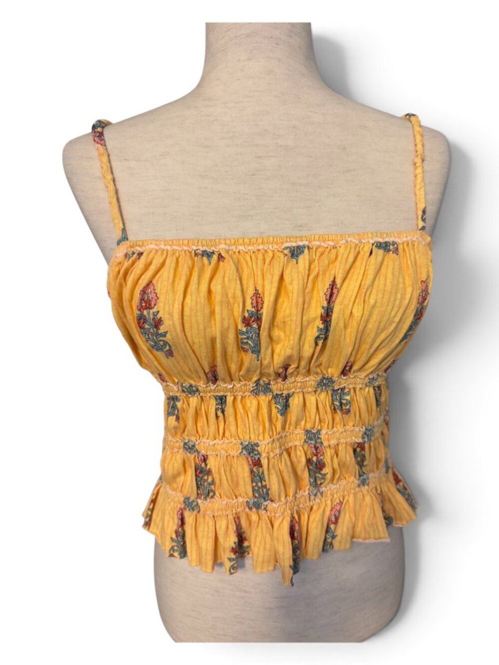 WE THE FREE Free people Dolce Vita yellow floral tank top SIze Large NWT